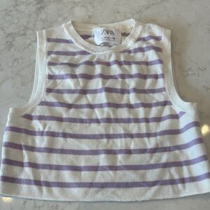 Zara Kids Lavender and White Striped Tank Top